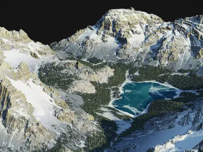 Mountain Lake Landscape - World Machine 3D model