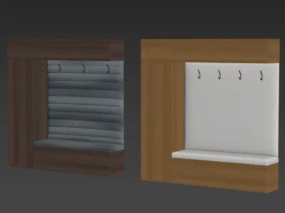 Hallway 7 storage unit with bench and coat hooks 3D model
