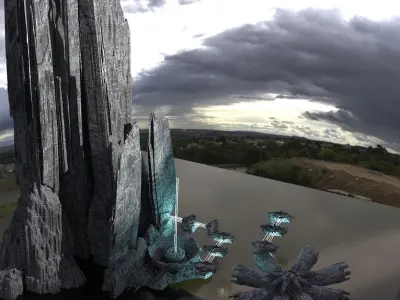 Halo Inspired Mountain Skyline Tall 3D model