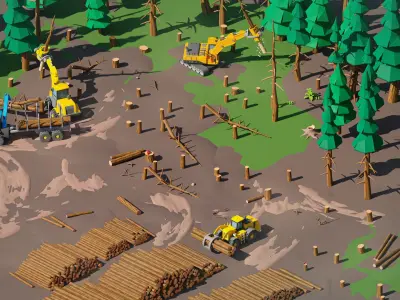 Wood Industry Low-poly 3D model