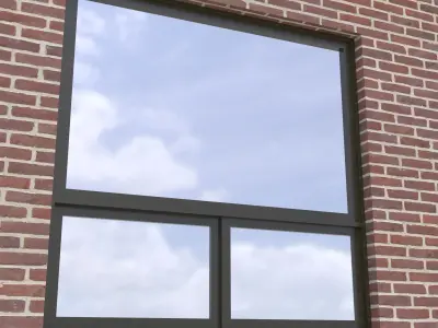 Modern architectural window fixed with bottom sliders 3D model
