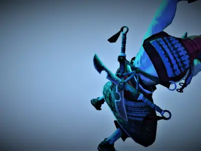 Goblin character flying in air Low-poly 3D model