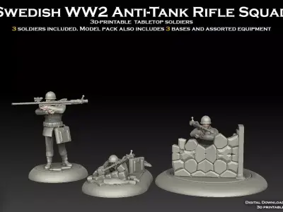 Swedish WW2 Anti Tank Rifle Team 3D print model