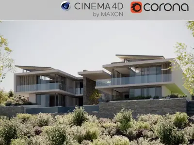 Corona - C4D Scene Files - House Rochter Exterior 3D model