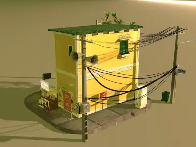 Vietnam Street Corner  Modular Environment Pack Low-poly 3D model