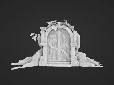 Stylized door gateway Low-poly 3D model