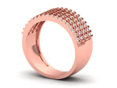 Solitaire Wedding Engagement Women Band Rings 4 Band Ring 3D print model