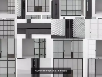 Aluminium door x4 2 3D Model Pack