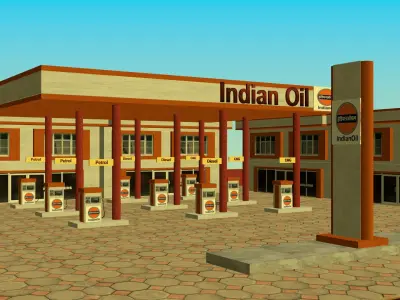 Indian City Petrol Pump 3D Model 3D model