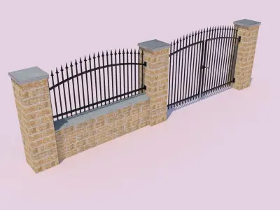 Forging Fence and Gate Low-poly 3D model