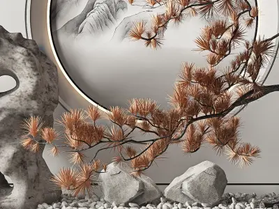 New Chinese Stone Landscape Pine Texture