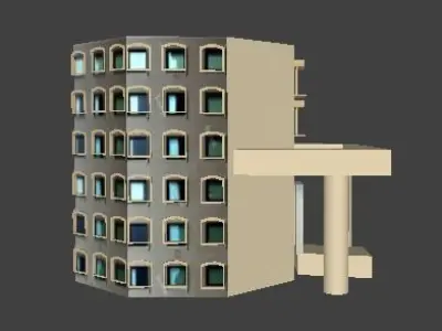 Big building low poly Free low-poly 3D model