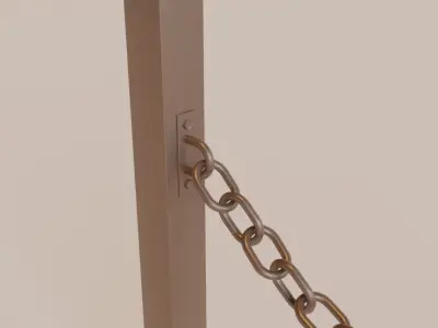 sidewalk post with chain for diorama Low-poly 3D model