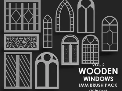 Wooden Window IMM Brush Pack 10 in One Vol 2 3D model