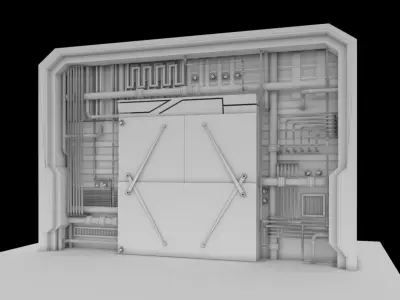 Futuristic animated door 3D model