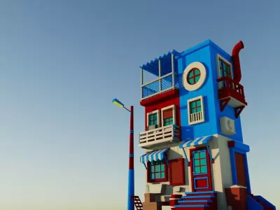 Low Poly House Low-poly 3D model get