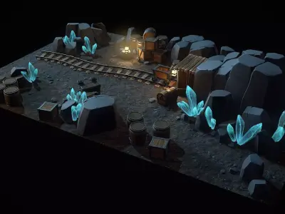 Stylized Mine Low-poly 3D model