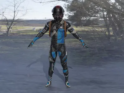 3D model of sci fi gas man with pack 3D model