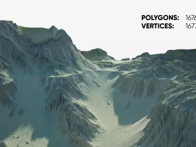 Highly detailed sci-fi desert terrain 3D model