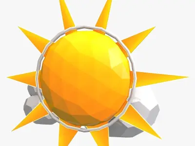 Sun and Clouds Low Poly 3D model