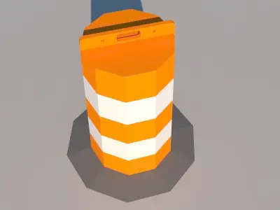 Round Road Barrier Bollard Low Poly Low-poly 3D model