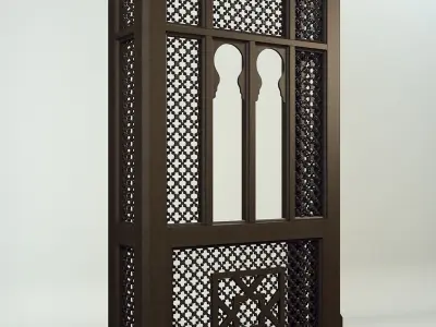 Mashrabiya 4 wooden cabinet with decorative design 3D model