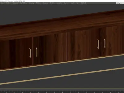 Lyle low cabinet in solid mango wood with doors 3D model