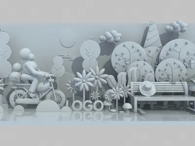 Cartoon Art Exhibition Window display 3D model
