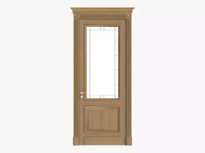 Door classic with glass 02 3D model