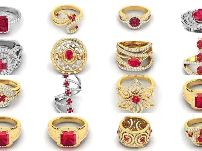 55 Ruby Cocktail Ring  3D Model Pack