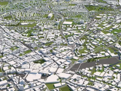 Birmingham 50x50km 3D City Map 3D model