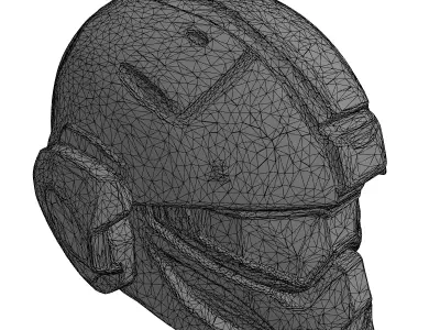 Futuristic SciFi Combat Helmet Low-poly 3D model