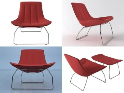 Ola lounge chair and ottoman 3D model