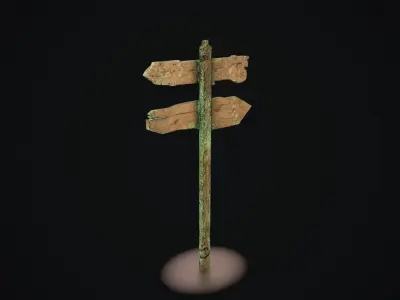 Old signpost Low-poly 3D model