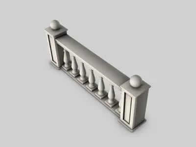 Baluster balcony railing 3D model
