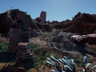 Alien Planet Fantasy Environment - Desert Oasis UE4 Low-poly 3D model