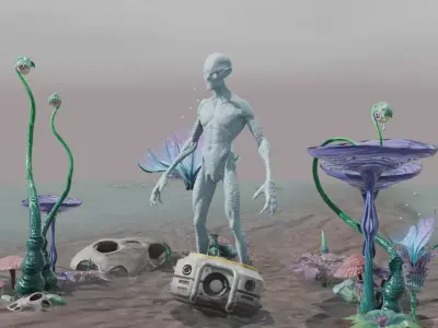 Hyper realistic alien high poly character  3D model