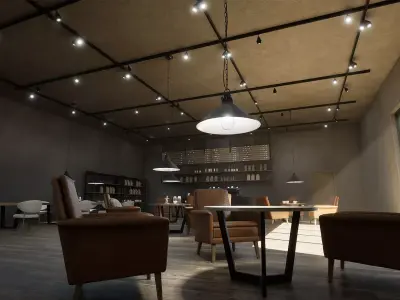 Cafe Interior Low-poly 3D model