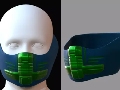 Gas mask helmet 3d model scifi Low-poly  Low-poly 3D model