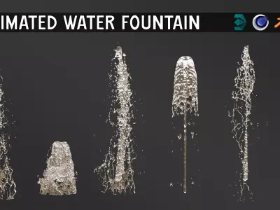 6 Animated water Fountain 3D model
