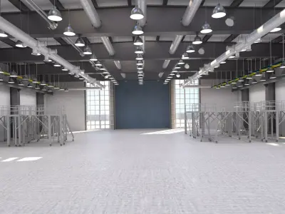 Industrial Warehouse Low-poly 3D model 2