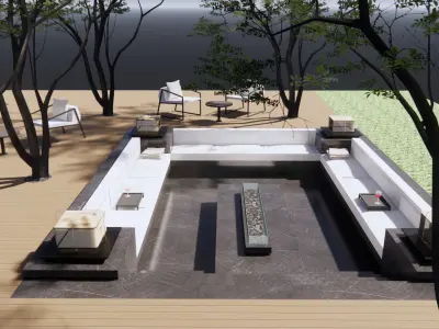  Outdoor Fire Pit Bar Design 3D model
