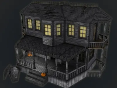 Haunted Halloween House Low-poly 3D model
