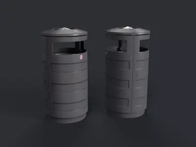 Street Trash Can 13 PBR Game Ready Low-poly 3D model