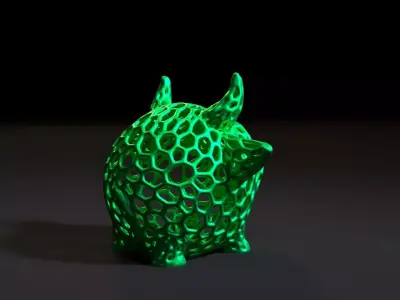 Bull in the form of a ball Voronoi 3D print model