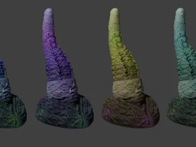 Alien Tentacle Toy Rigged Lowpoly and Highpoly Low-poly 3D model