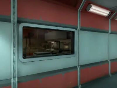 Modern Sci-Fi Modular Laboratory Low-poly 3D model