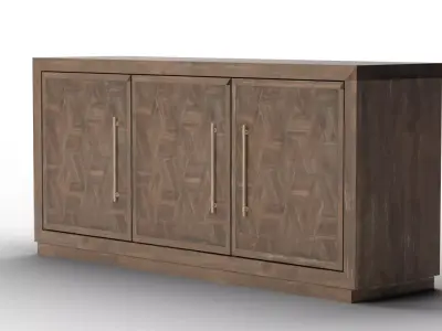 Three-Door Credenza Modern Sideboard in Dark Brown Oak - Tumbler Low-poly 3D model