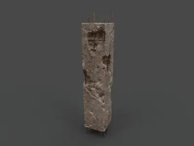 OLD DAMAGED PILLAR Low-poly 3D model