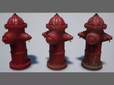 Hydrant new-mid-old Low-poly 3D model